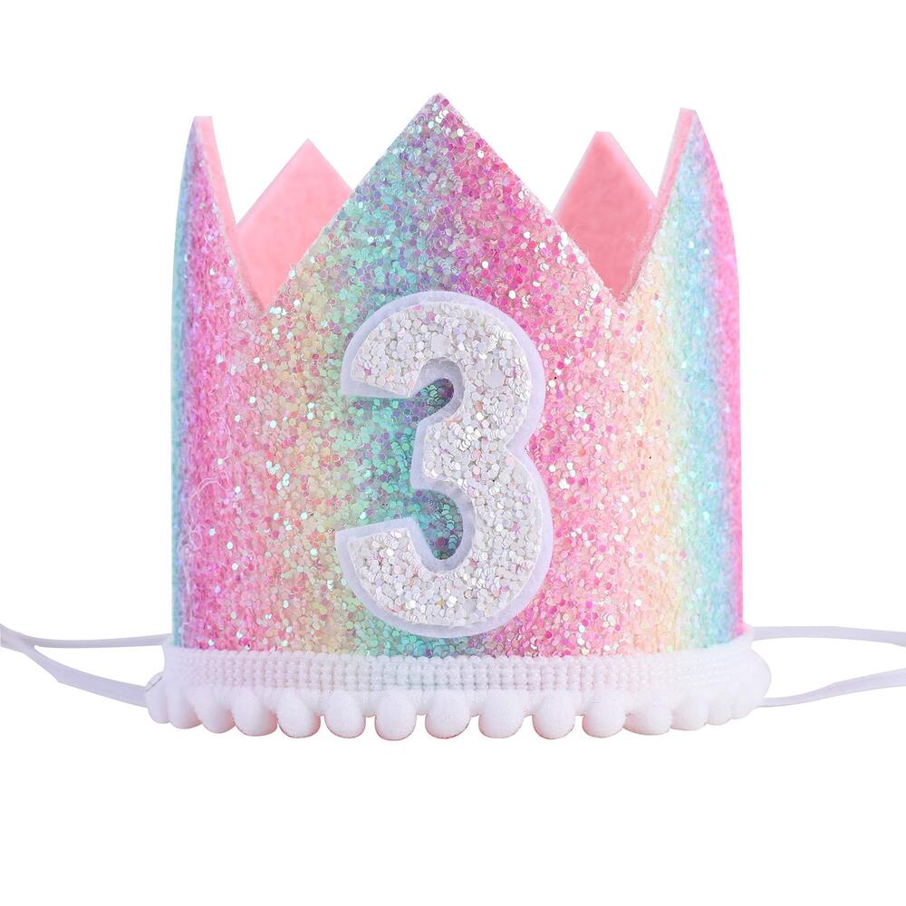 1880 Baby 3rd Birthday Rainbow Crown - Pastel Photo Props, Mini Party